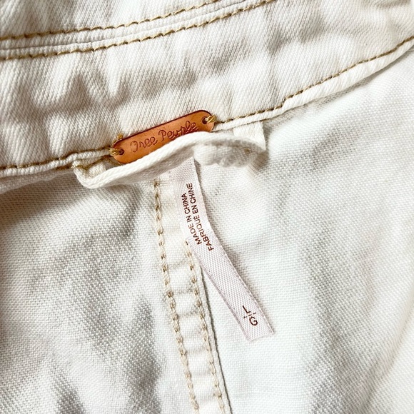 Free People Jumpsuit Women’s Large White Cotton Linen Blend Elaine Short Romper - Picture 4 of 9